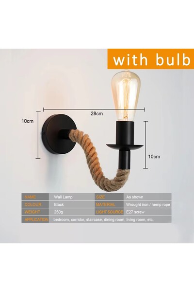 Choice and 220V 40W ZS bulb Vintage Wood Wall Lamp Retro Hemp Rope Wall Sconc...