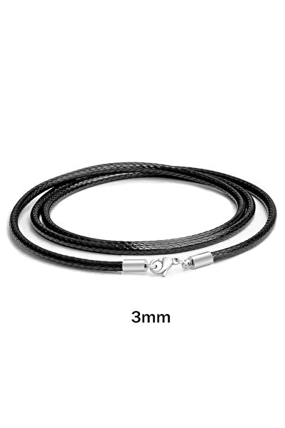 Choice 50cm Black 3mm 1/1.5/2/3mm Waterproof Braided Leather Chain Cord Rope ...