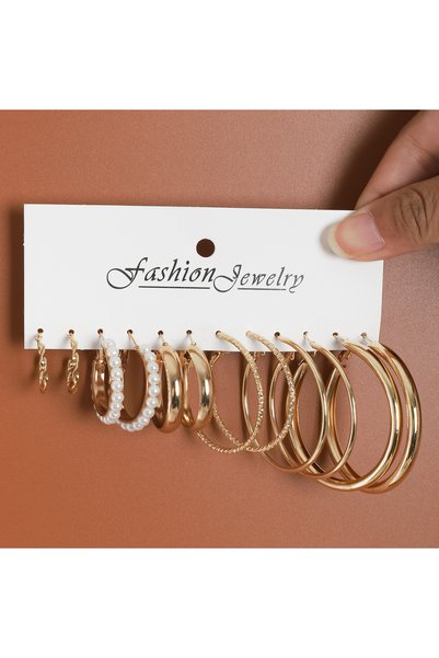 choice2 A 24 Pcs Vintage Silver Color Y2K Pearl Earrings for Women Geometry R...
