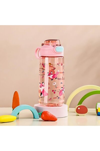 Choice1 0.55L Pink 550ml Kids Cartoon Animal Water Bottle with Safety Lock Po...