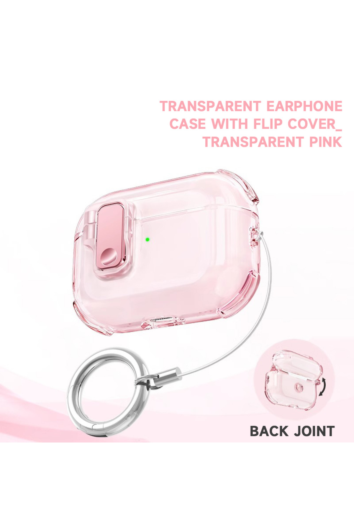 Choice8 For AirPods 4 Clear Pink Secure Lock Earphone Case For AirPods 4 Clea...