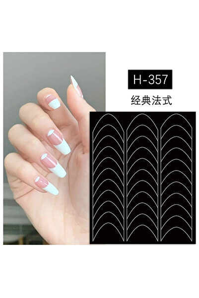 Choice H357 Hollow French Nail Art Sticker V-shaped Pattern Classic French Bo...