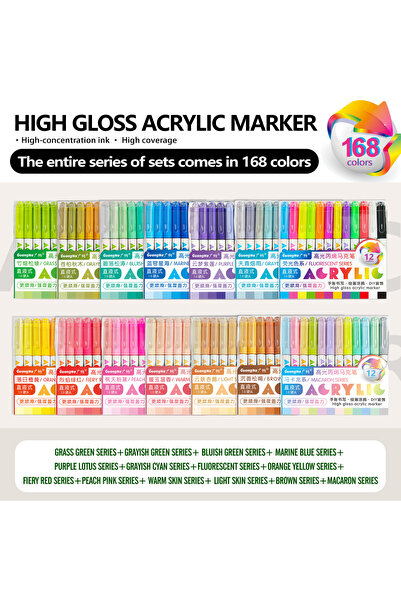 choice2 168 colors mix 168/12 Colors High Gloss Acrylic Markers Set Premium A...