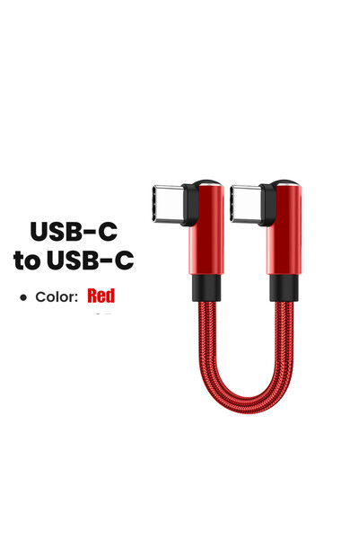 Toocki 0.25m C-C Red 66W 90 Degree Elbow USB Type C to Type C Cable 0.25M /0....