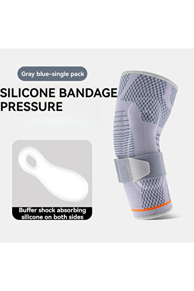 Choice3 L Gray blue 1Pcs 3D Knit Breathable Elbow Brace Double Silicone Pads ...