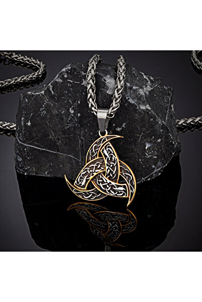 Choice Gold Chain 60cm Men's Celtics Knot Trinity Pendant Necklace Stainless ...