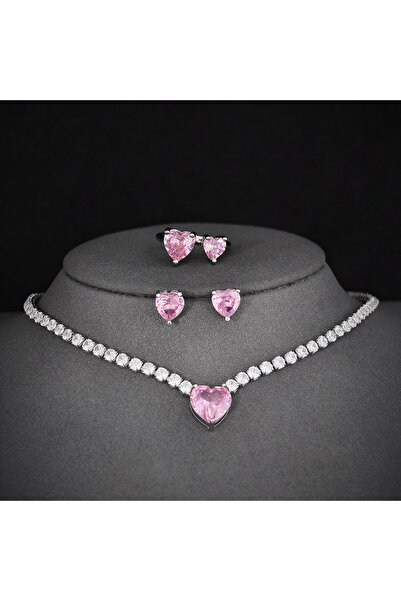 Choice resizable e4877-r8107-x8320 Moonso Luxury Pink Color Heart Jewelry Set...