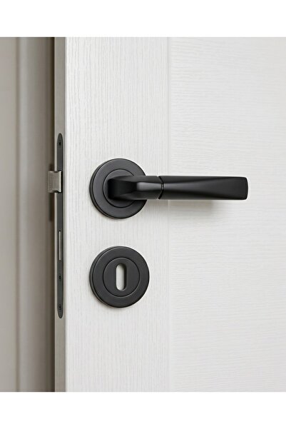 İSTANBUL DOOR HANDLES Kristal Mat Siyah Daire Rozetli Oda | 1 Takım | Lüks Ka...