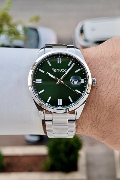 Ferrucci Green Dial, Metallic Color Strap, 2 Year Warranty, 40 mm Men's Calen...