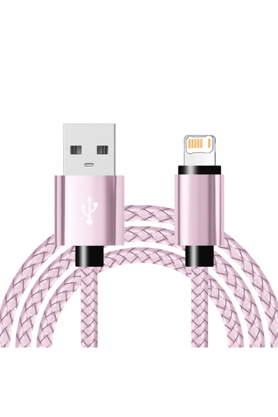 Choice10 1m Pink USB Fast Charging Nylon Braided Cable For iPhone X XR XS 11 ...