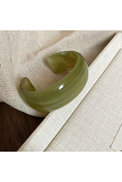 Choice15 Green color Smooth Round Acrylic Cuff Bangles for Women Vintage Exag...