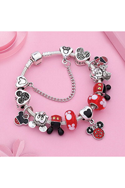 Choice44 17cm 898 Dropshipping Classic Hot Red Crystal Mickey Minnie Charm Br...