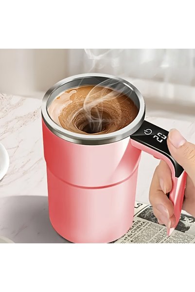 Choice Pink Temperature Display Automatic Stirring Cup, Rechargeable Magnetic...