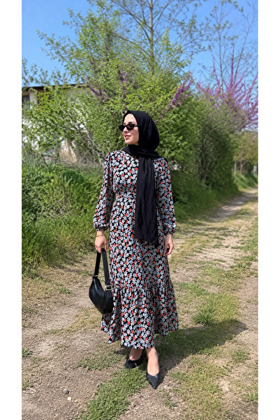 Nisa Nalbantoğlu Patterned Poplin Hijab Dress