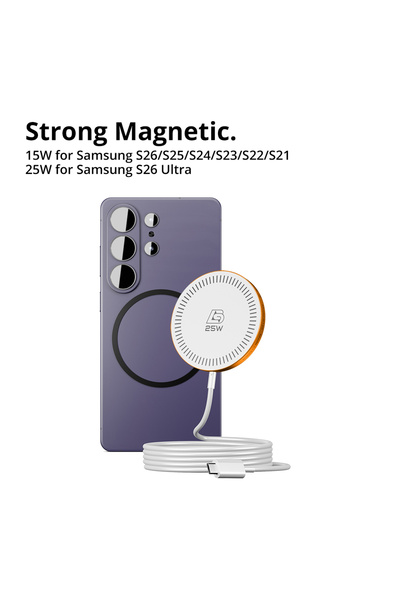 Choice1 Orange Bonola Magnetic Wirelesss Charger 25W for S26 Ultra Fast Wirel...