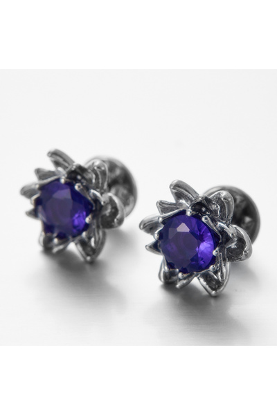 Choice WF4278-1 Vintage Round Inlaid Purple Stone Flower Stud Earrings Geomet...