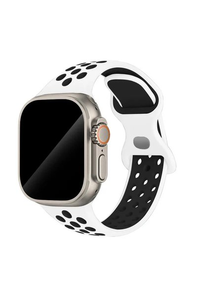 Choice6 44 45 42 49 S10-46MM 1 White Black Original Sport Strap for Apple Wat...
