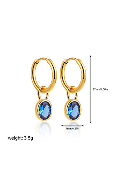 choice2 Blue Multicolour Oval CZ Zircon Drop Earrings for Women Gold Plated S...