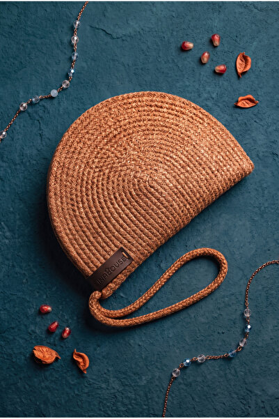 LinaHouse Handmade Knitted Cord Rope Portfolio & Clutch Bag – Orange