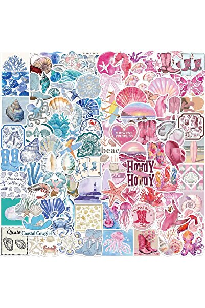 Choice 100pcs 50/100PCS Blue & Pink Coast Aesthetic Graffiti Stickers Decor G...