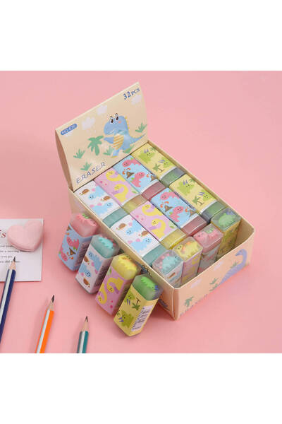 Choice3 32pcs Dinosaur-1 box 12/32/36pcs Cute Erasers Wholesale Fruit Ball Di...
