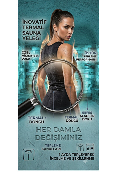 Fit Termal Siyah Unisex Sauna Atlet - Terletici Sıkılaştırıcı Zayıflama Korse...