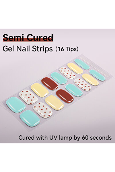Choice NF250034 16Tips Semi-Cured Gel Nail Sticker Pure Color UV/LED Lamp Gel...
