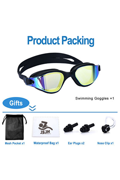 Choice15 Full Set-Black Blue Unisex Adult Swimming Goggles – Anti-Fog Swim Gl...