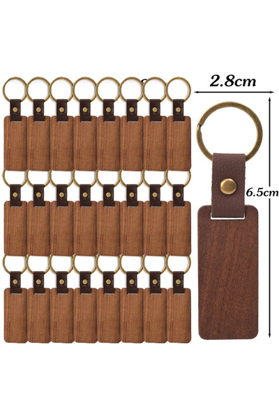 Choice 1PCS Bronze Rings(BLANK) DIY Blank Keychain Wooden PU Leather Strap Ke...