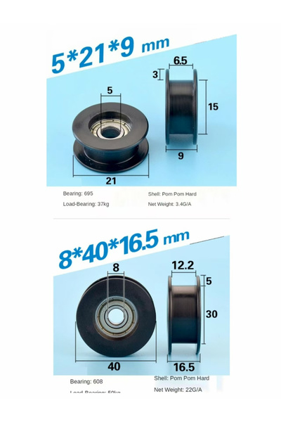Choice1 black-H-8-40-16.5mm 1pc Flat-bottomed H-shaped Groove POM Belt Guide ...