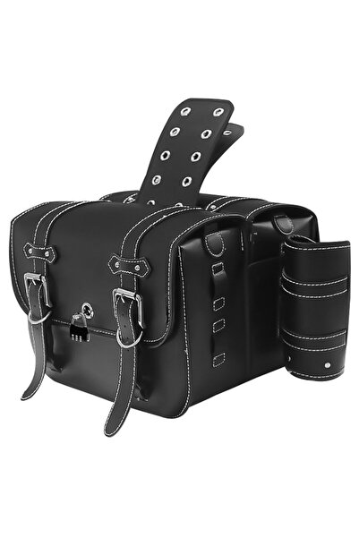 Choice1 Black Universal Motorcycle Saddlebags Throw Over Saddle Bags PU Leath...