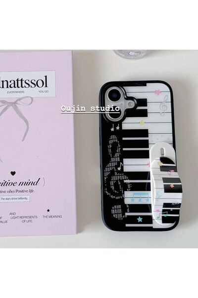 Choice23 iPhone 16 With bracket Korean Ins Niche Design Cute Piano Art Keyboa...