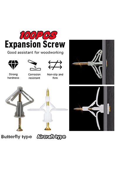 Choice Butterfly type 100pcs Nylon Butterfly / Aeroplane Wall Plug for Hollow...