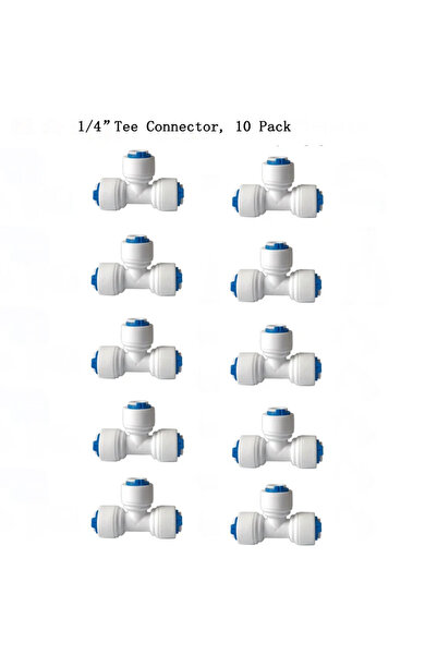Choice8 10 PACK Tee C 1/4" 3/8" O.D. Quick Connect Push In RO Water Tube Stra...