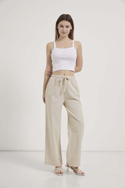 Arma Life Armalife 4760 Tasseled Wide-Leg Gabardine Women's Trousers