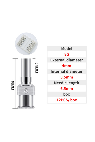 Choice14 6.5mm 8G 12Pcs 12 Pack 8G-30G Dispensing Needle 6.5mm Stainless Stee...