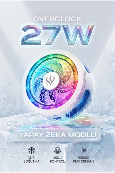 OUZBY ICEWOLF X2 PRO 27W Overclock Telefon Soğutucu Fan, AI Akıllı Soğutma, Y...