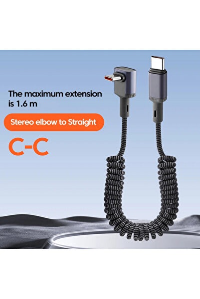 choice2 type c to type c C 100W Type C/USB Bend Spring Data Cable Super Fast ...