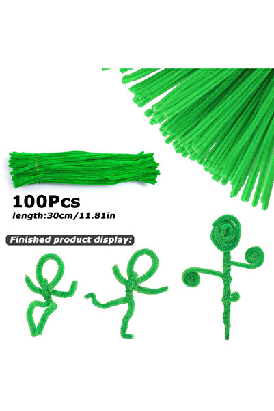 Choice18 30 سم × 0.6 سم، أخضر 2، 100 قطعة، سيقان شينيل ملونة بطول 30 سم، سلك ...