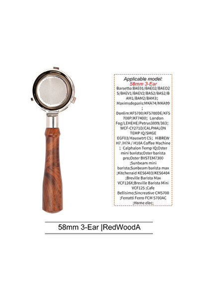 Choice1 58mm 3Ear Rosewood A 58mm 3 Ears Espresso Machine Bottomless Portafil...