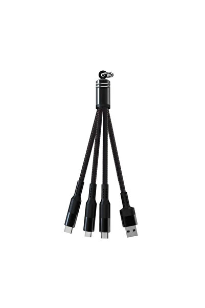 Choice 3 in 1 15cm Black Keychain Short Cable 3 In 1 USB Fast Charging Cable ...