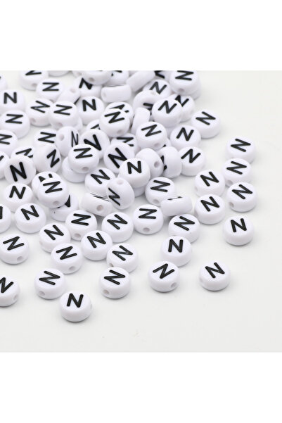 Choice42 100pcs N 50/100/200pcs/lot 7x4mm White Round A-Z Alphabet Letter Acr...