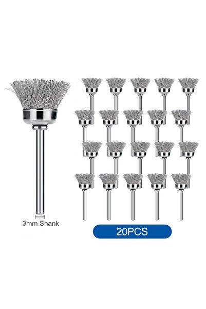 Choice 20pcs XCAN 10/20pcs Steel Wire Wheel Brush Set 3mm Shank Wire Brushes ...