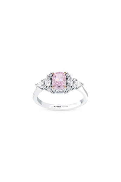 Assos Pırlanta 0.32 Karat Pembe Violet Kuşon Kesim Pırlanta Yüzük