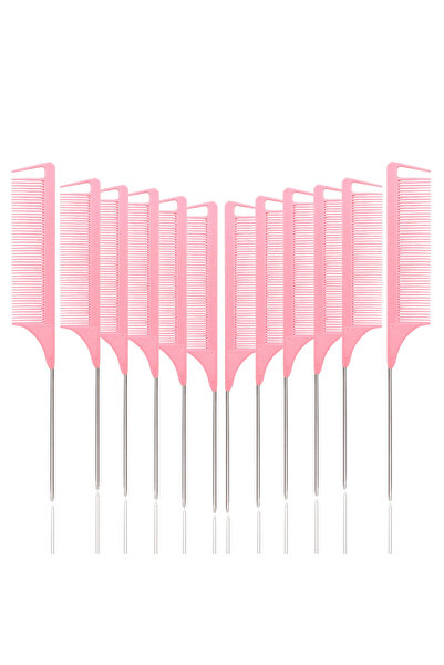 Choice 12PCS KDDGWJS-Pink Rat Tail Comb Set - Professional Fine-Tip Comb, Ant...