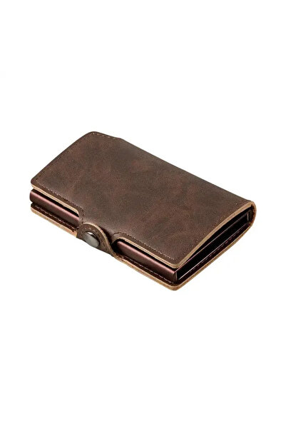 choice2 Coffee RFID Blocking Holder Split Leather Mens Wallet Luxury Pop Up S...
