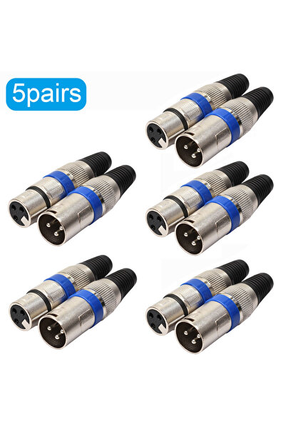 Choice1 Blue 5 Pairs 5 Pairs XLR 3 Pin Female Male MIC Jack Plug Audio Microp...