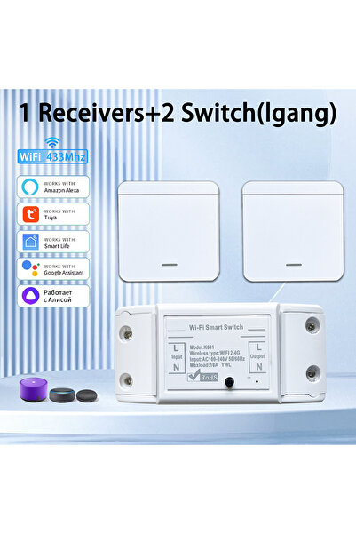 Choice7 1 Receiver 2 Switch For Tuya Smart WiFi Light Switch RF 433MHz 1/2/3 ...