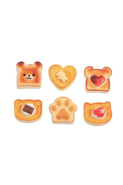 Choice cute toast mix 6pcs 6PCS Mixed Cartoon Bear Chocolate Toast Resin Char...