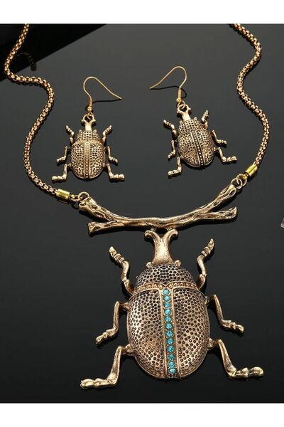 Choice Rust Red Retro Elegant Lace Beetle Jewelry Set - Zinc Alloy Earrings a...